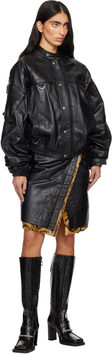 Кецове и обувки Martine Rose Martine Rose Embossed Square Toe Block Heel Tall Boots with Chain Черно | 1077LE03001, 4