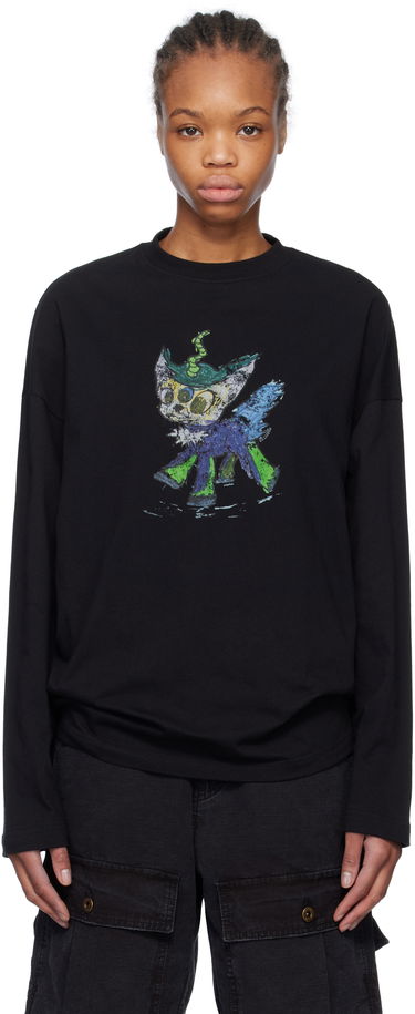 Тениска We11done We11done Monster Drawing Long Sleeve T-Shirt Черно | WD-TT0-25-745-U-BK, 0