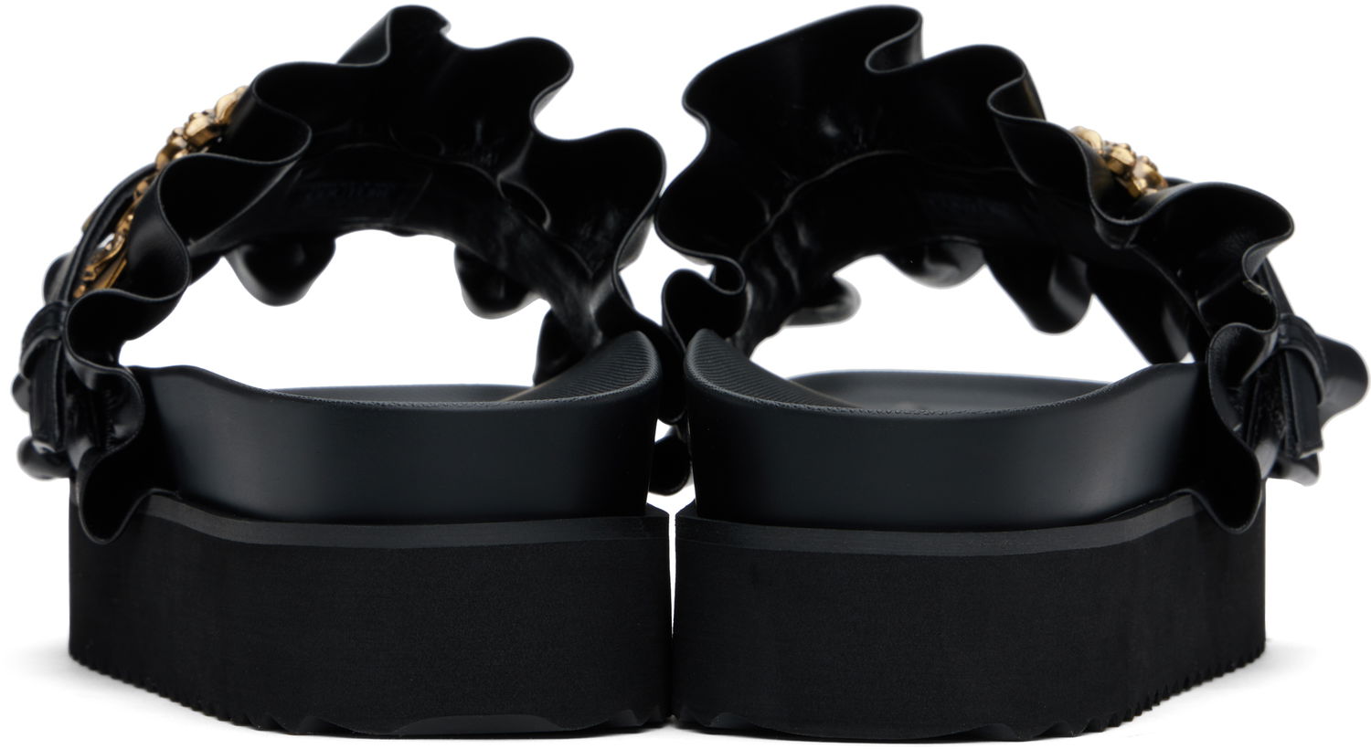 Аксесоари Versace Versace Jeans Couture Baroque Buckle Platform Sandals Черно | E78VA3SM5_E71570, 1