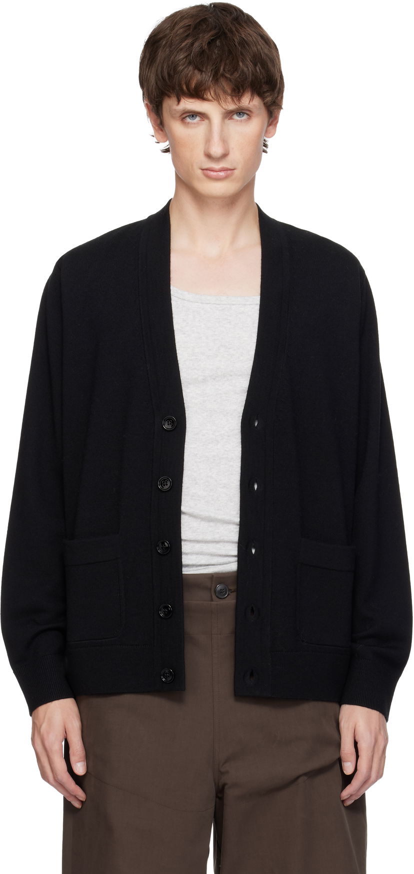 Пуловер Dries Van Noten Merino Wool Cardigan Черно | 252-021203-2700