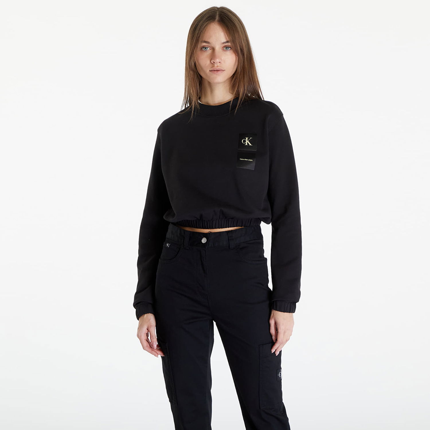 Суитчър CALVIN KLEIN Satin Boxes Crewneck Sweatshirt Black Черно | J20J223081 BEH, 0