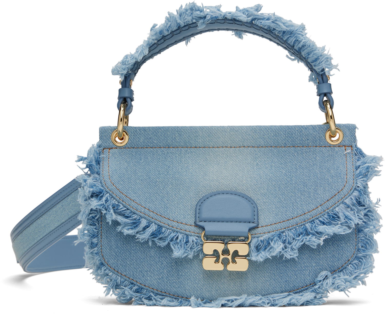 Дамска чанта GANNI GANNI Mini Top Handle Apo-G Denim Bag Синьо | A6520, 0