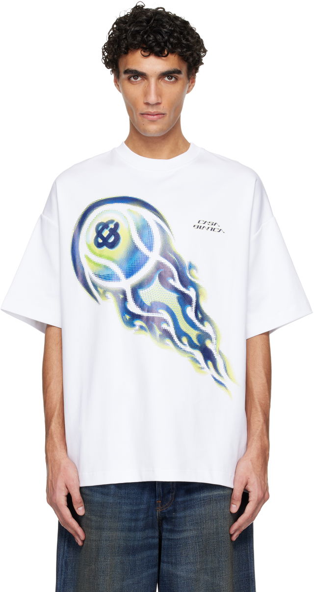 Casablanca Flaming Tennis Ball Oversized Short Sleeve T-shirt