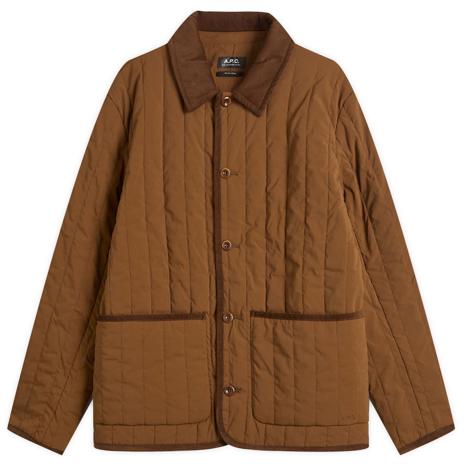 Яке A.P.C. Men's Leone Technical Canvas Quilted Jacket, Size Small Кафяво | PAAGA-M32007-CAA, 1