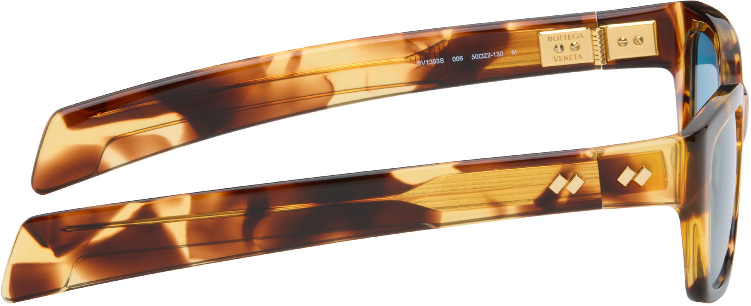 Слънчеви очила Bottega Veneta Thick Rectangular Tortoiseshell Frame Blue Lens Sunglasses Кафяво | BV1393S-006, 1