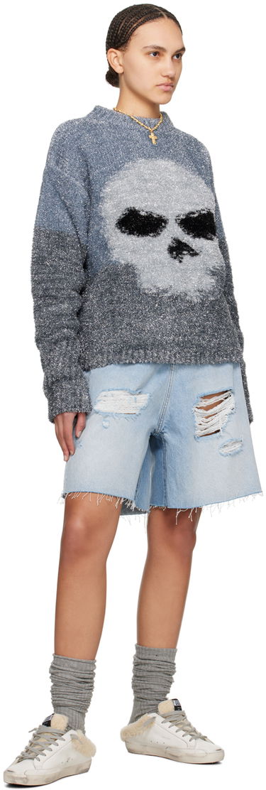Пуловер ERL Intarsia Knit Skull Sweater Сиво | ERL08N367, 3