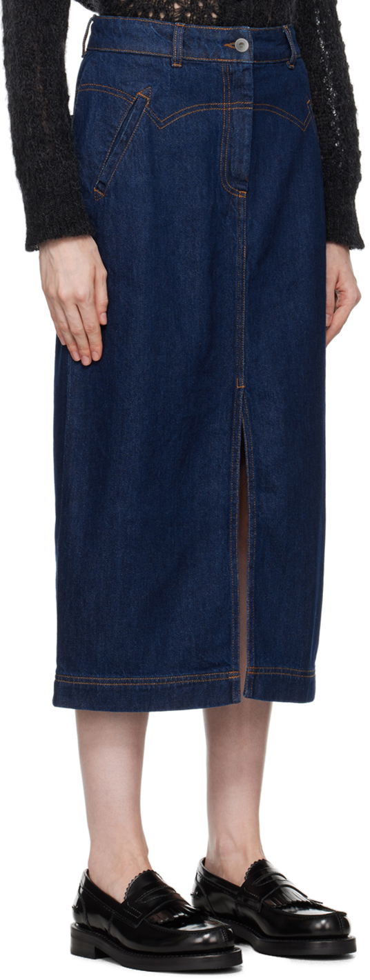 Пола YMC Dolly Denim Midi Skirt Тъмно синьо | Q3XAB, 1