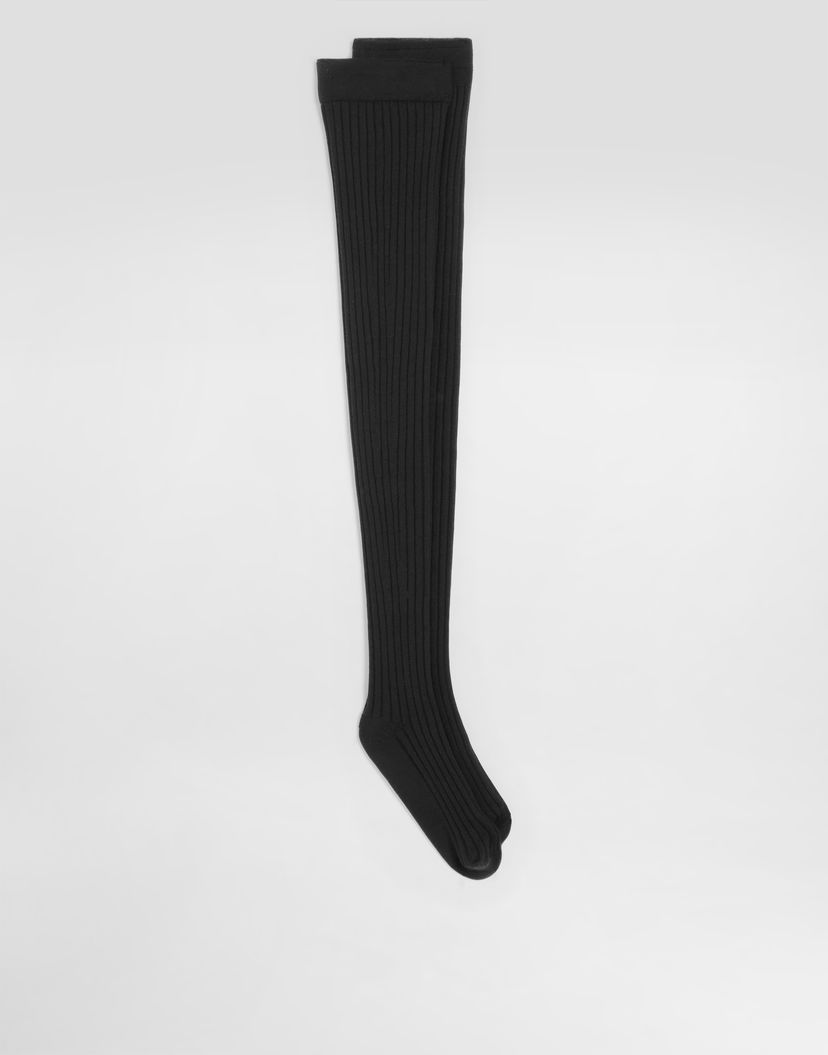 Чорапи Dolce & Gabbana Dolce & Gabbana Ribbed Stay-Up Socks Черно | FXP17TJDVCZN0000