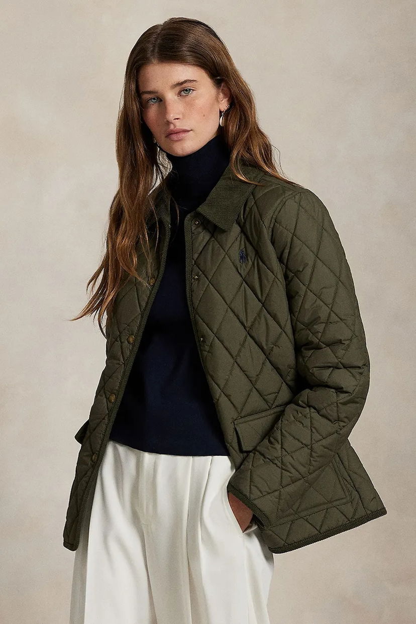 Яке Polo by Ralph Lauren Lightweight Diamond Quilted Jacket with Corduroy Collar Зелено | 211965336