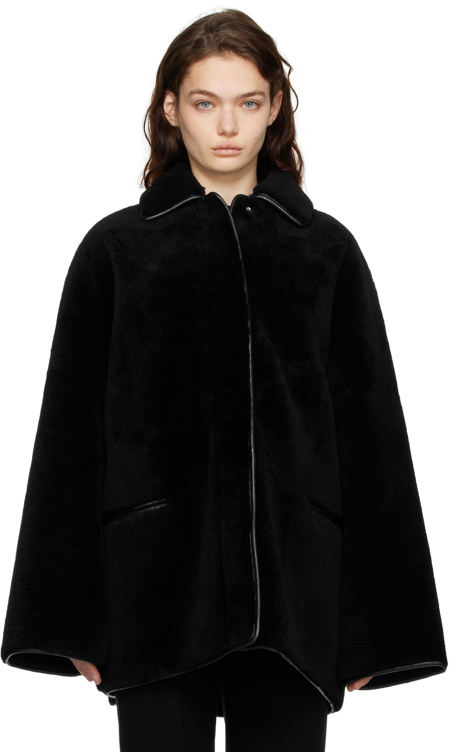 Палта TOTEME TOTEME Teddy Overshirt Shearling Jacket Черно | 244-WRO0135-LE0080, 0