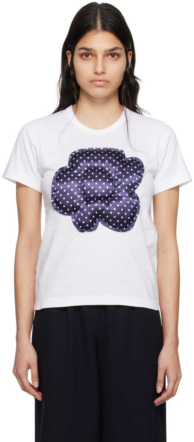 Тениска Comme des Garçons Comme des Garçons Girl Dot Appliqué T-Shirt Бяло | NK-T004-051, 0