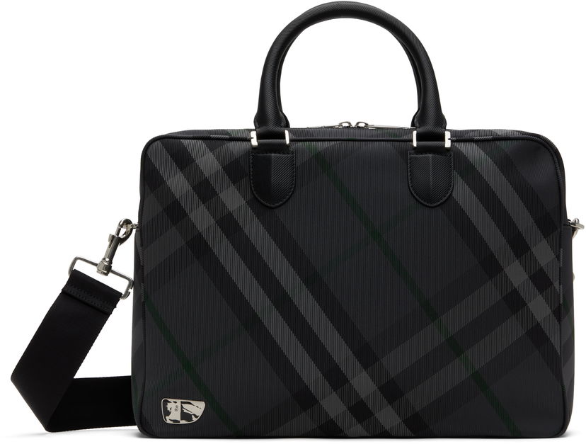 Чанта през рамо Burberry Grid Check Briefcase Черно | 8097348