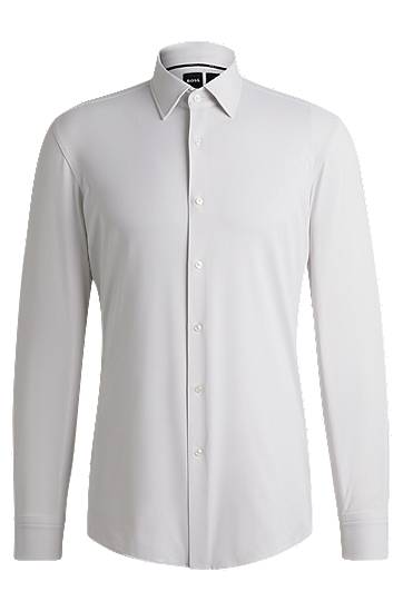 Риза BOSS Slim-Fit Performance-Stretch Jersey Shirt Сиво | 50533395, 0