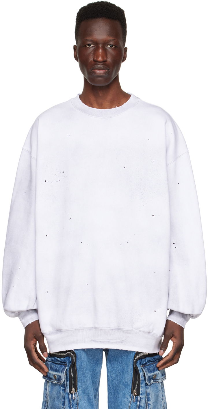 Суитчър We11done We11done Distressed Cotton Sweatshirt Бяло | WD-TS1-22-620-U-WH, 0