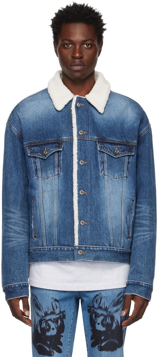 Яке We11done Oversized Faux-Shearling Denim Jacket Синьо | WD-DJ3-22-378-U-BL, 0