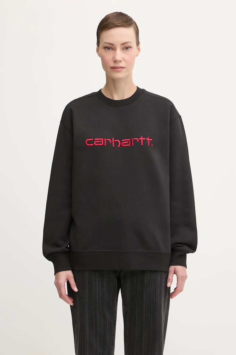 Суитчър Carhartt WIP WIP Embroidered Logo Sweatshirt Черно | I033647.31YXX