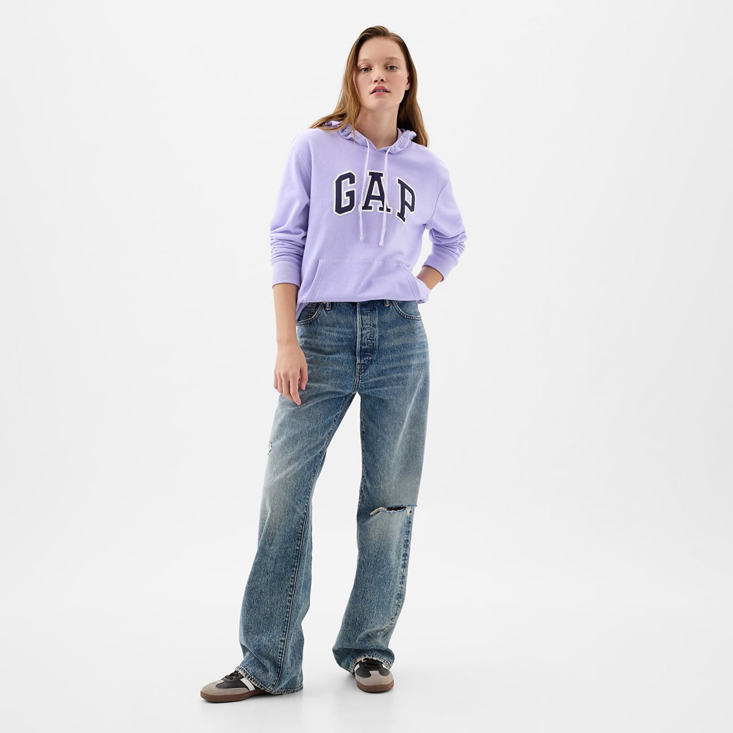 Суитчър GAP Pullover Logo Hoodie Fresh Lavender Лилаво | 870537-03, 1