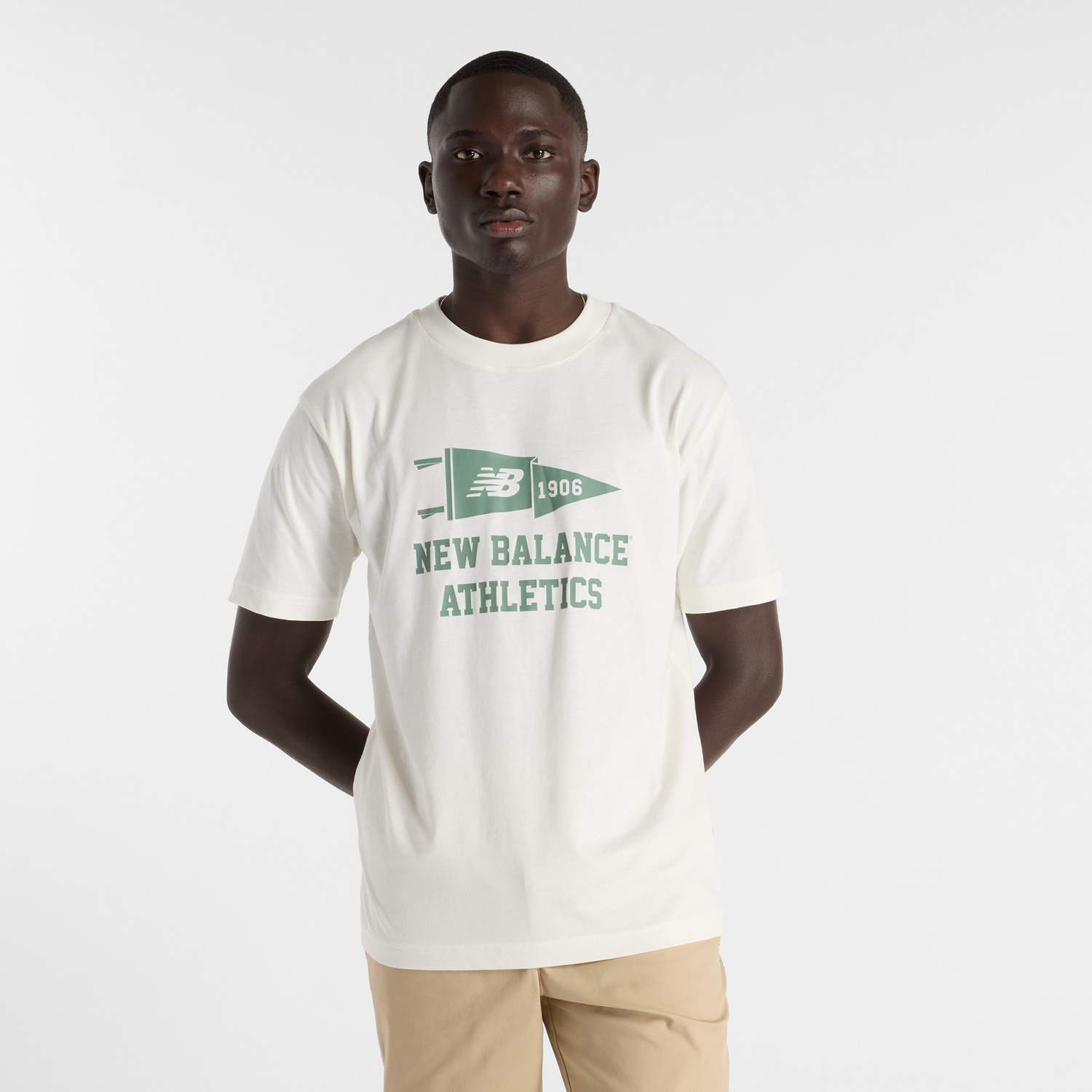 Тениска New Balance Men's Athletics Pennant T-Shirt Бяло | NBMT51924SST, 0