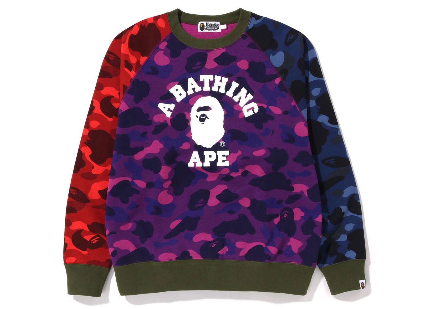 Пуловер BAPE Crazy Camo Relaxed Fit College Crewneck Лилаво | 1I80-113-009, 0