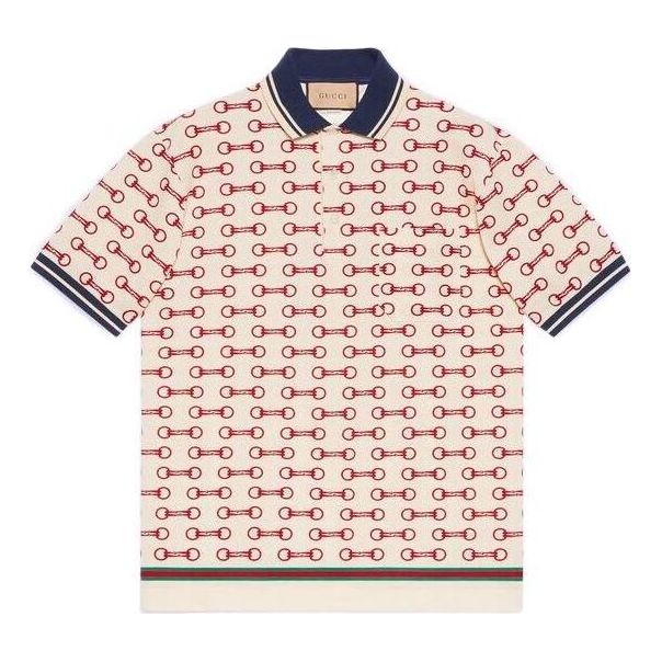 Поло тениска Gucci Horsebit Print Polo Бяло | 717391-XJEWA-9376, 0