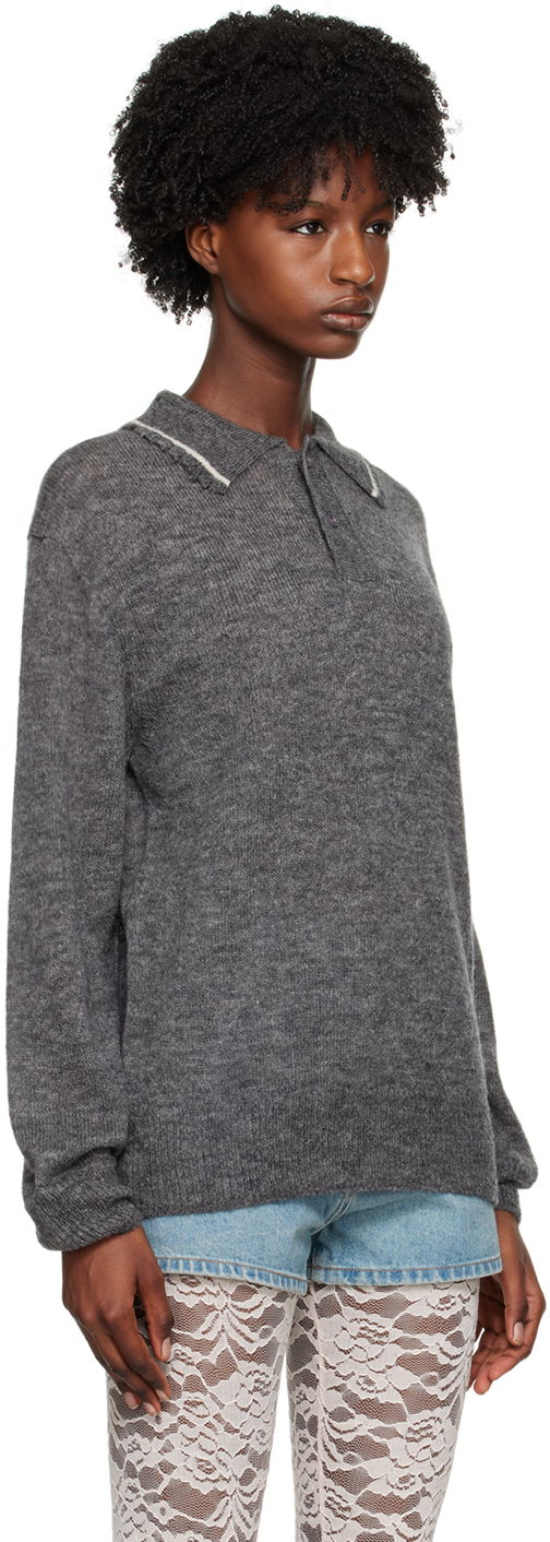 Пуловер We11done Frayed Polo Sweater Сиво | WD-KT1-23-665-U-GY, 1
