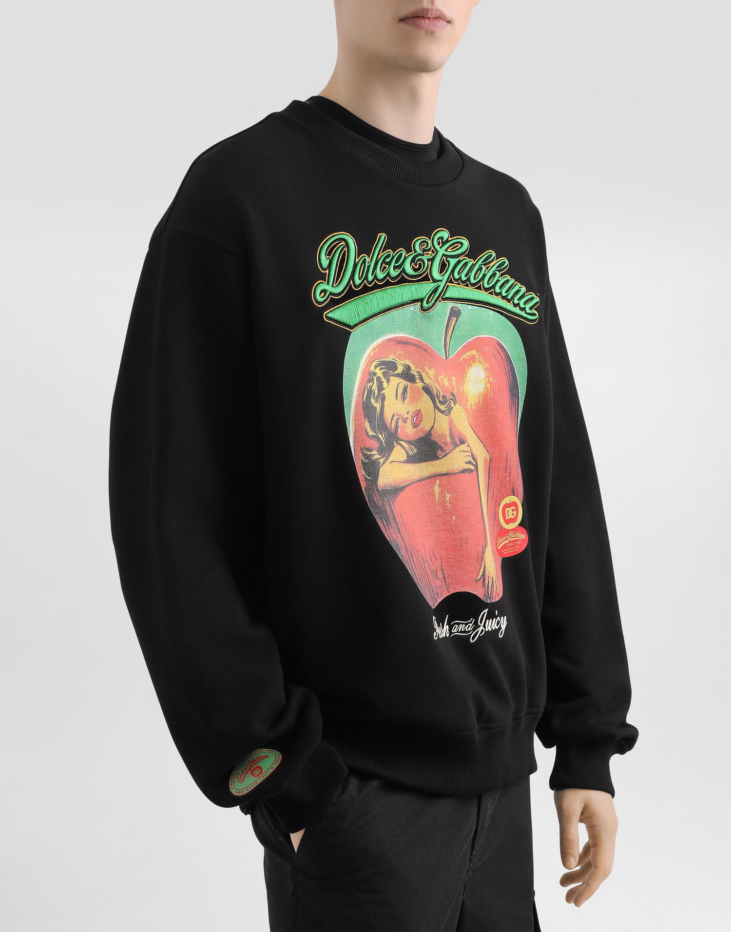Суитчър Dolce & Gabbana Dolce & Gabbana Embroidered Apple Graphic Sweatshirt Черно | G9AHSZG7PHGN0000, 1