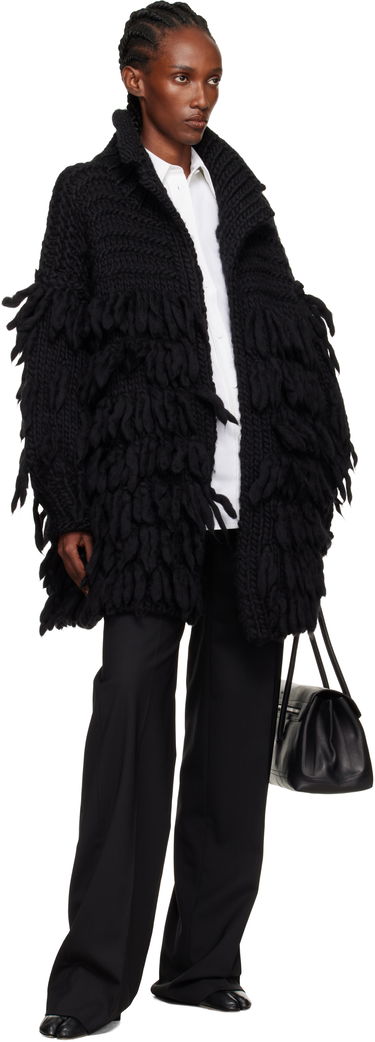 Палта Yohji Yamamoto YOHJI YAMAMOTO Fringe Knit Coat Черно | FM-K53-105, 3