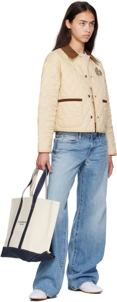Голяма пазарска чанта Sporty & Rich 'NY Health Club' Tote Бежово | BA006514043BE06, 3