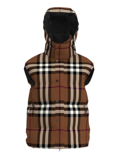 Жилетка Burberry Packaway Hood Reversible Check Puffer Gilet Кафяво | 8058547