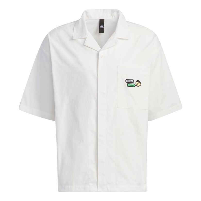 Риза adidas Originals Men's Graphic Woven Shirt Бяло | IA8100
