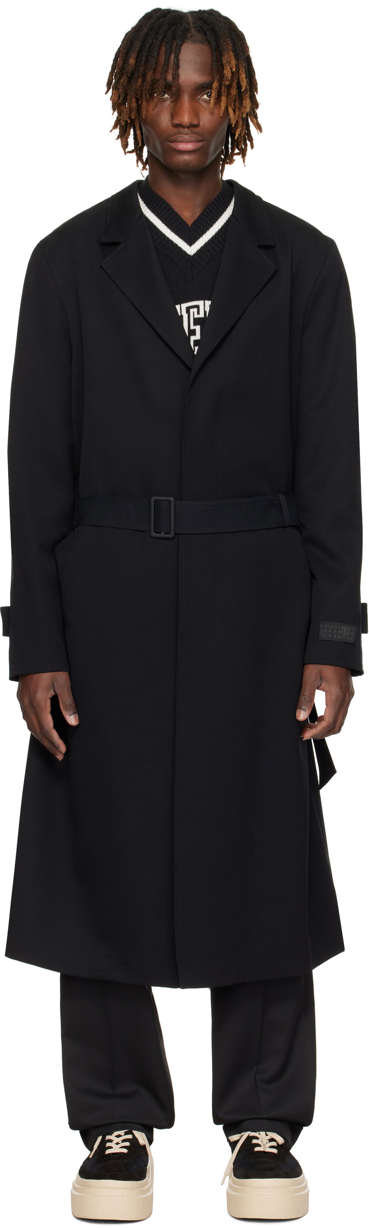 Палта Maison Margiela MM6 Maison Margiela Wool & Cotton Gabardine Trench Coat Черно | SH0AA0009 MTN039, 0