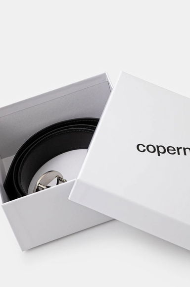 Logo Buckle Leather Belt, 4