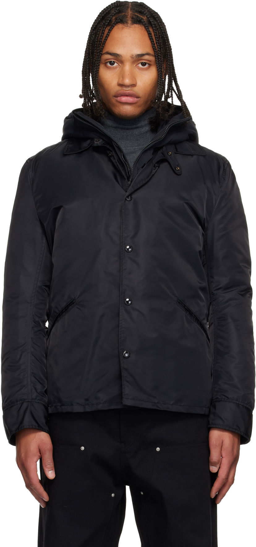 Пухо яке Junya Watanabe Junya Watanabe C.P. Company Edition Button-Front Hooded Down Jacket Черно | WP-J915-100