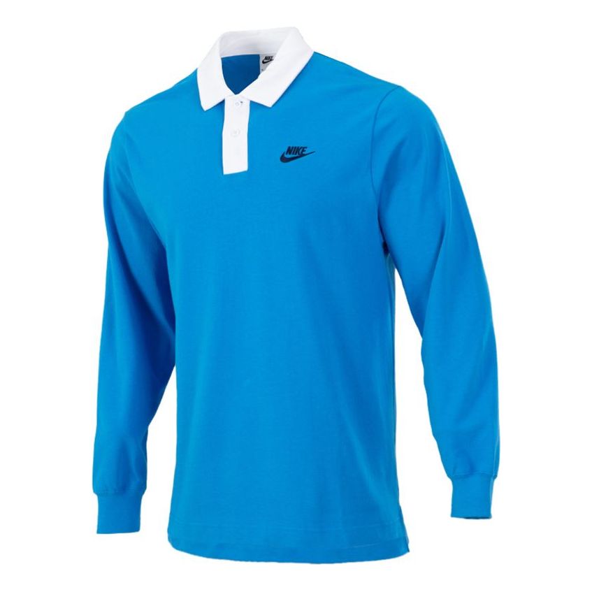 Поло тениска Nike Sportswear Long Sleeve Knit Polo Синьо | DD6180-435, 0