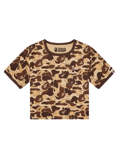 Съкратен топ BAPE Cookie Camo 2 Trim T-Shirt Brown Кафяво | 001CSJ302004L-BRN