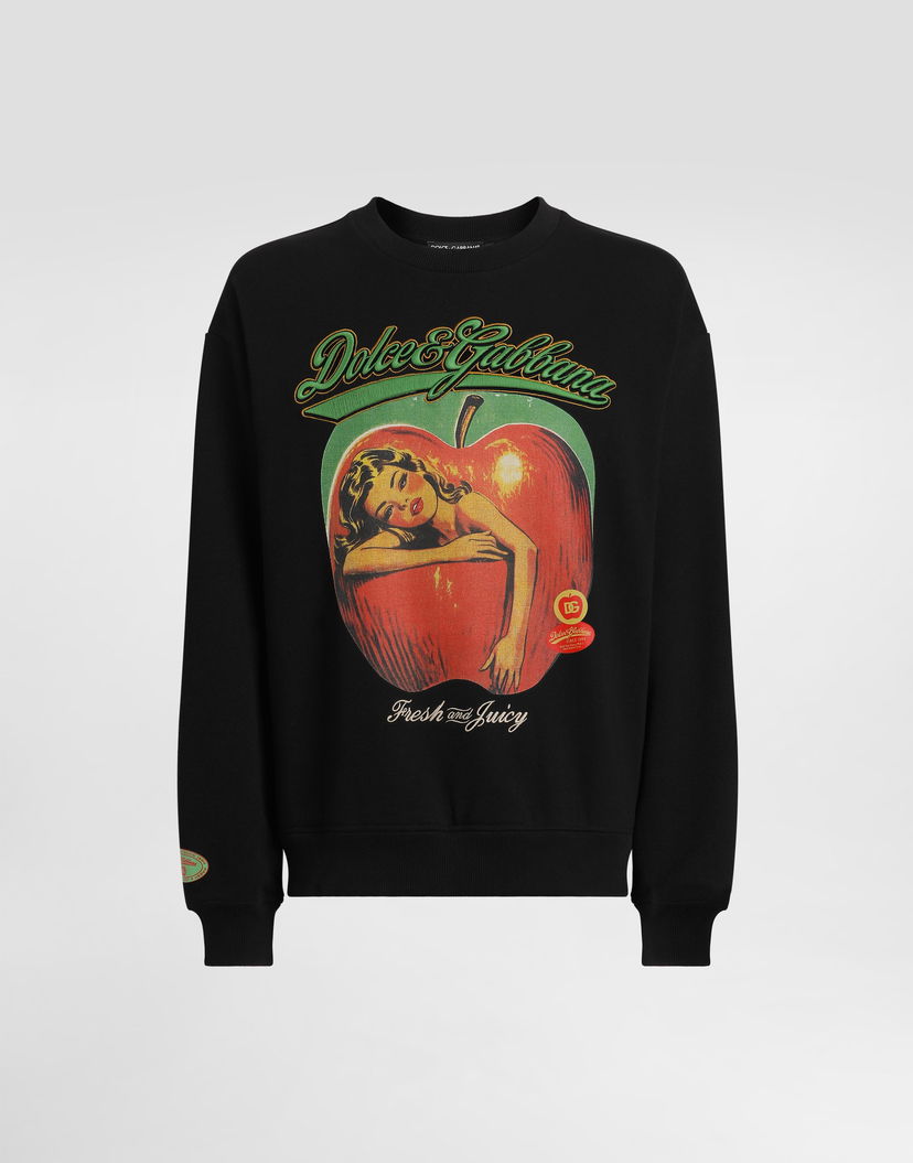 Суитчър Dolce & Gabbana Dolce & Gabbana Embroidered Apple Graphic Sweatshirt Черно | G9AHSZG7PHGN0000