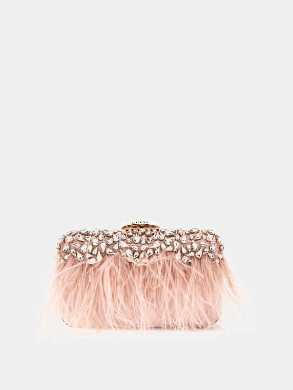Дамска чанта GUESS Eldey Feathered Clutch Розово | HWELDEP4286, 0