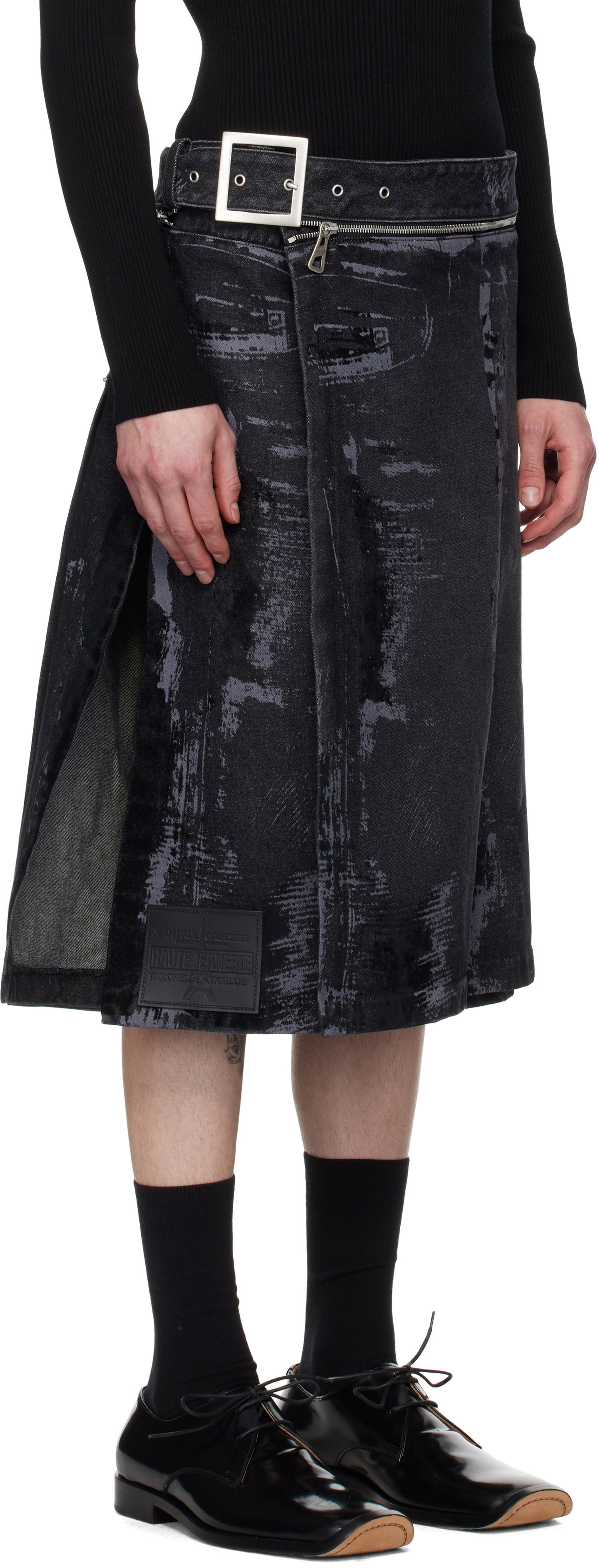 Пола Jean Paul Gaultier Jean Paul Gaultier 'The Flocked' Denim Kilt Черно | 25/33-F-JU161-D016-06, 1