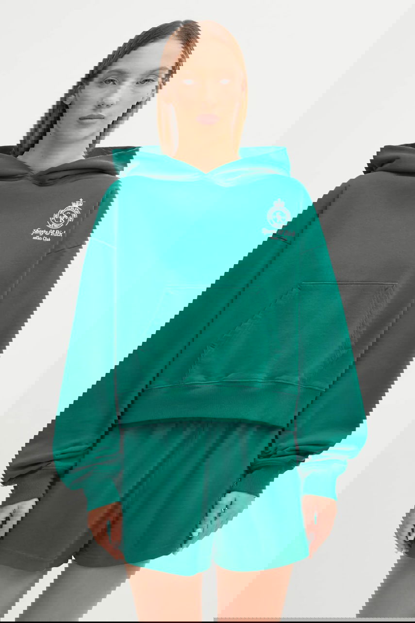 Суитчър Sporty & Rich Sporty & Rich Crown Tennis Embroidered Cropped Hoodie Зелено | ST074621426GR03, 0