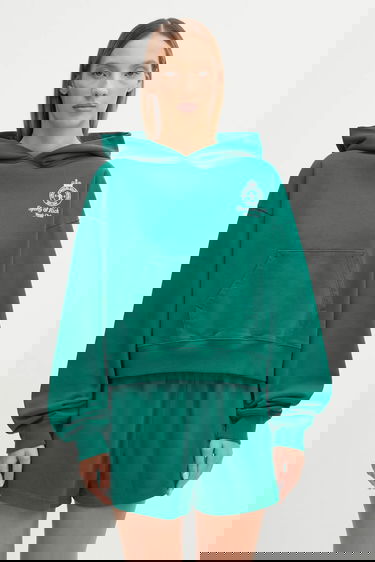 Суитчър Sporty & Rich Sporty & Rich Crown Tennis Embroidered Cropped Hoodie Зелено | ST074621426GR03, 0