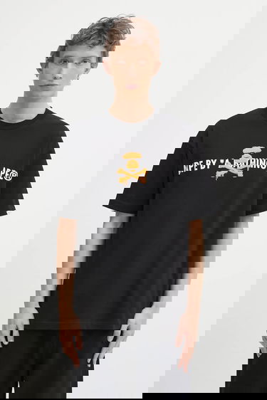 Тениска AAPE by A Bathing Ape Basic APES AND PLANET EARTH Graffiti Print T-Shirt Черно | AAPTEM1644XXO, 2