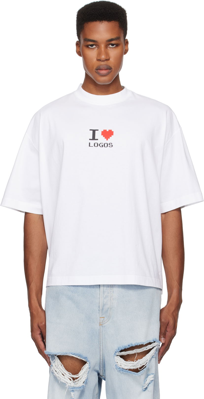 Тениска VETEMENTS 'I Love Logos' Cropped Boxy T-Shirt Бяло | UA66TR695W