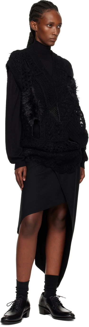 Пола Junya Watanabe Junya Watanabe Draped Wool Midi Skirt Черно | JP-S001-051-1, 3