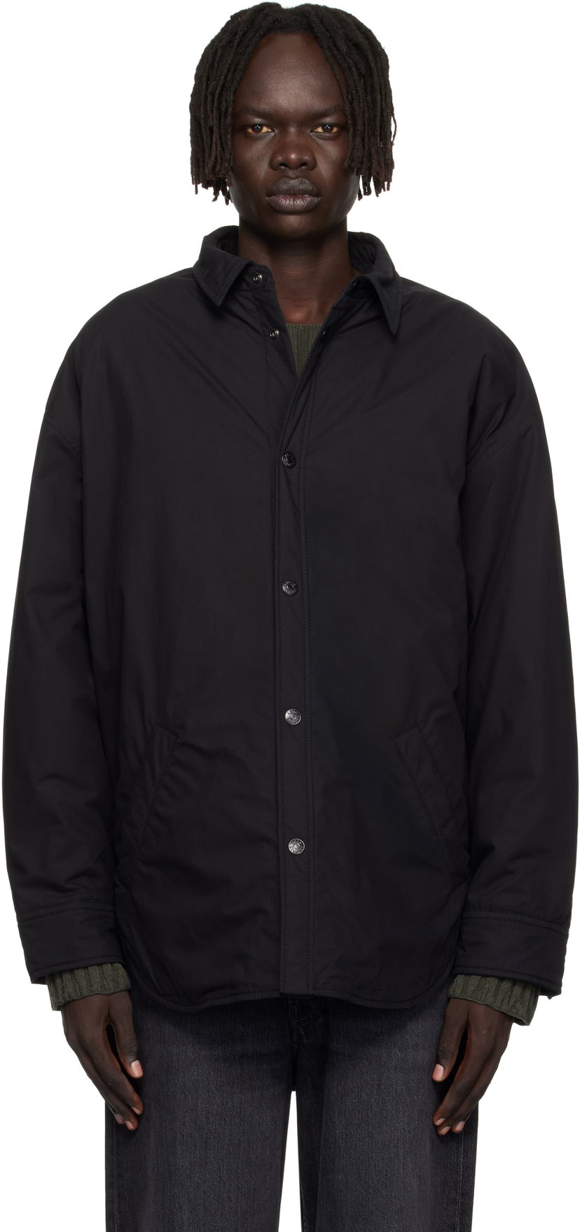 Риза Acne Studios Acne Studios Button-Up Overshirt Черно | B90855-