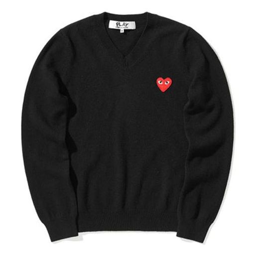 Пуловер Comme des Garçons COMME des GARCONS PLAY V-Neck Pullover with Red Heart Черно | AZ-N001-051-1