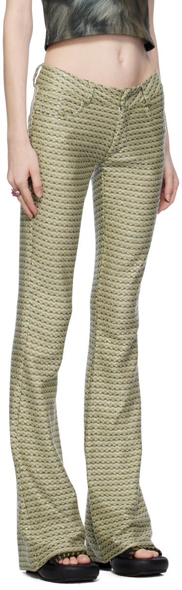 Панталони Collina Strada Collina Strada Checked Flare Trousers Зелено | XX6012, 1