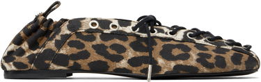 Облекло GANNI GANNI Printed Denim Lace-Up Ballerina Flats Кафяво | S2961, 0