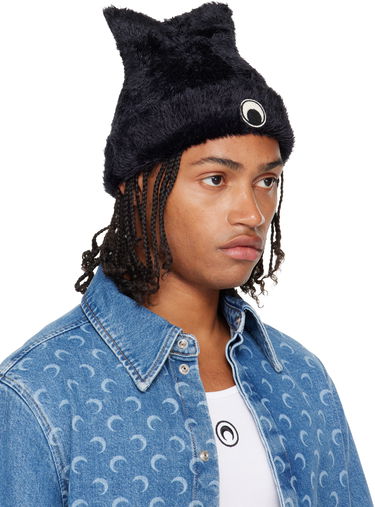 Шапка Marine Serre Marine Serre Wild Fluffy Knit Beanie Черно | UHG068ACKNI0536, 3