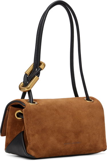 Дамска чанта Marc Jacobs The Suede Mini Dual Flap Bag with Gold-Tone Clasp Кафяво | 2F5HSH040H01, 2