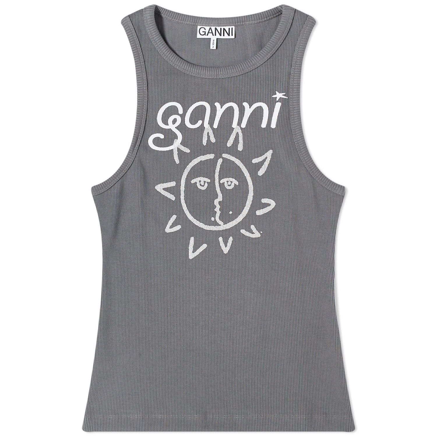 Потник GANNI GANNI Graphic Rib Sun Tank Top Сиво | T3782-490, 0